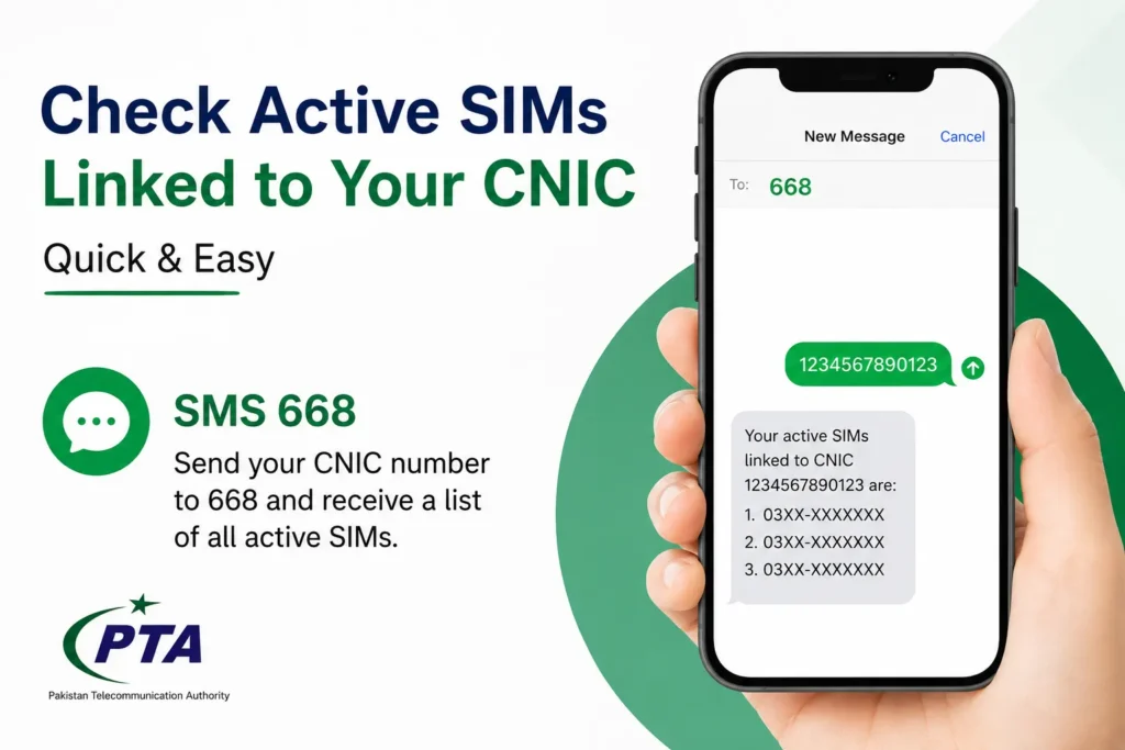 Check Active Sims to Your CNIC PTA Official method